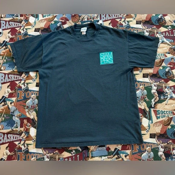 Vintage 90s Bugs Bunny Looney Tunes Stampers Black Graphic T-shirt - Picture 2 of 4